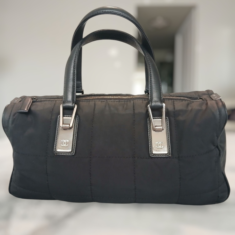 Chanel Black Sport Boston Nylon & Leather Duffel Bag